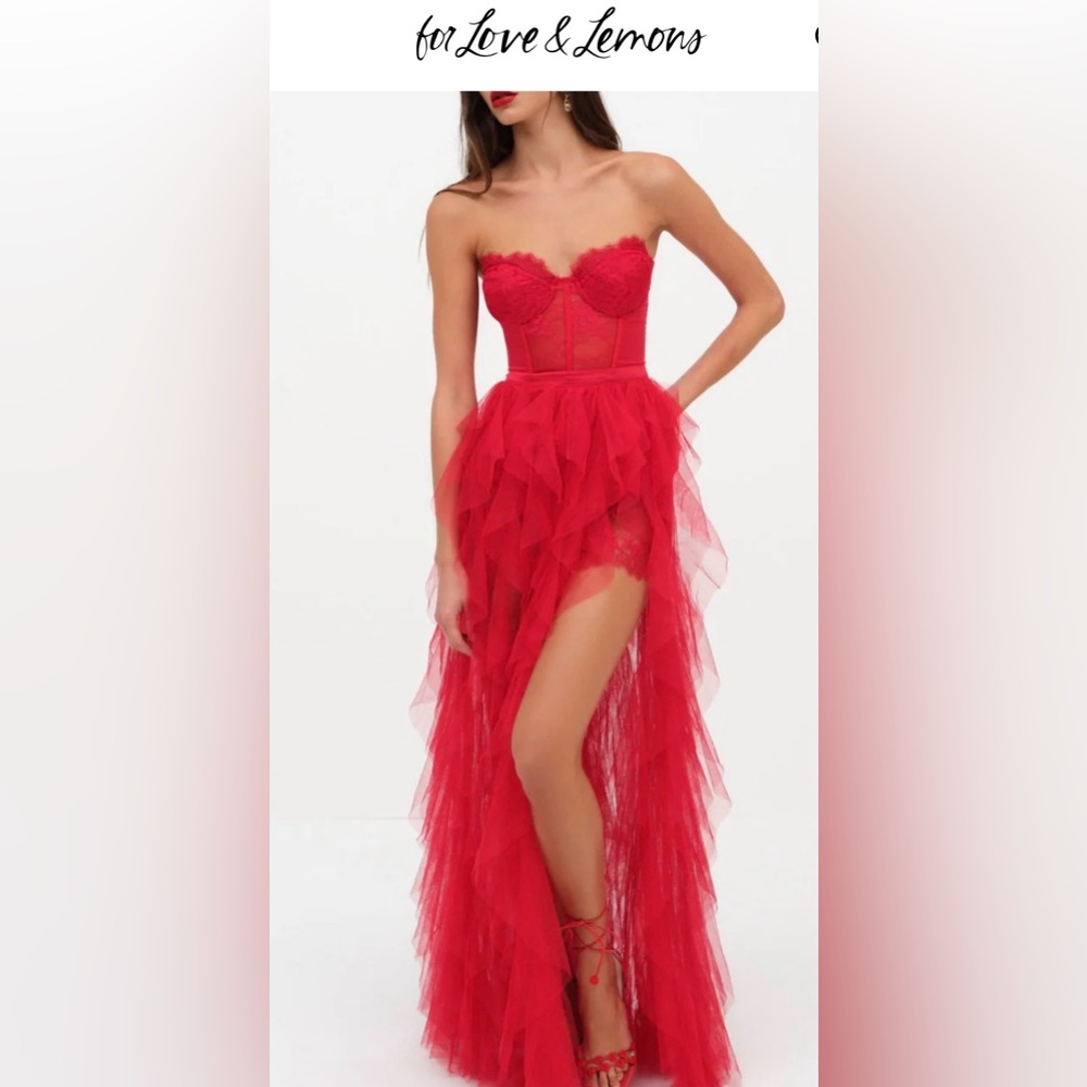 For Love And Lemons Vibrant Red Dress bustier gown